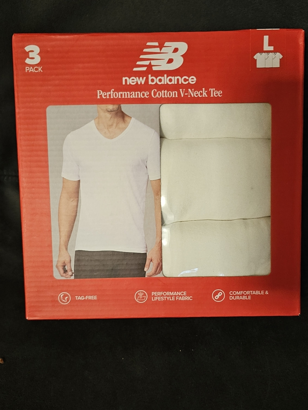 New Balance White Men's Performance Cotton V-Neck Tee - 3 Pack